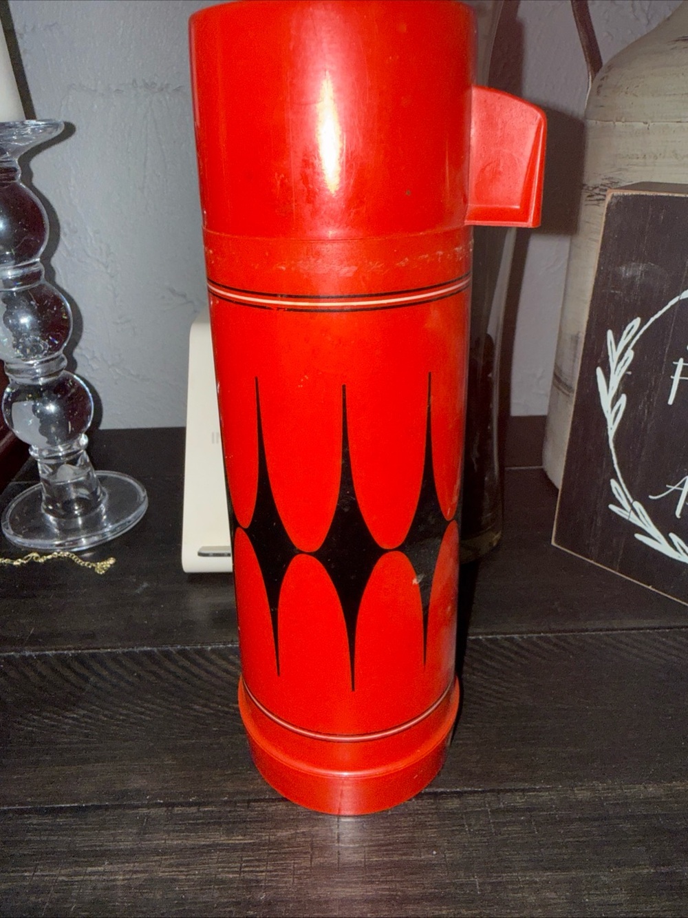 Vtg Aladdin Vanguard 23C Thermos 10”No. 30 Black Diamond Pint Bottle USA
